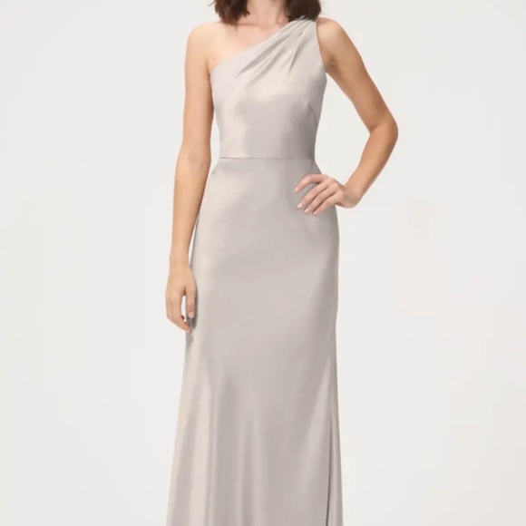Satin One Shoulder Bridesmaids Dress by Jenny Yoo - Picture 1 of 6